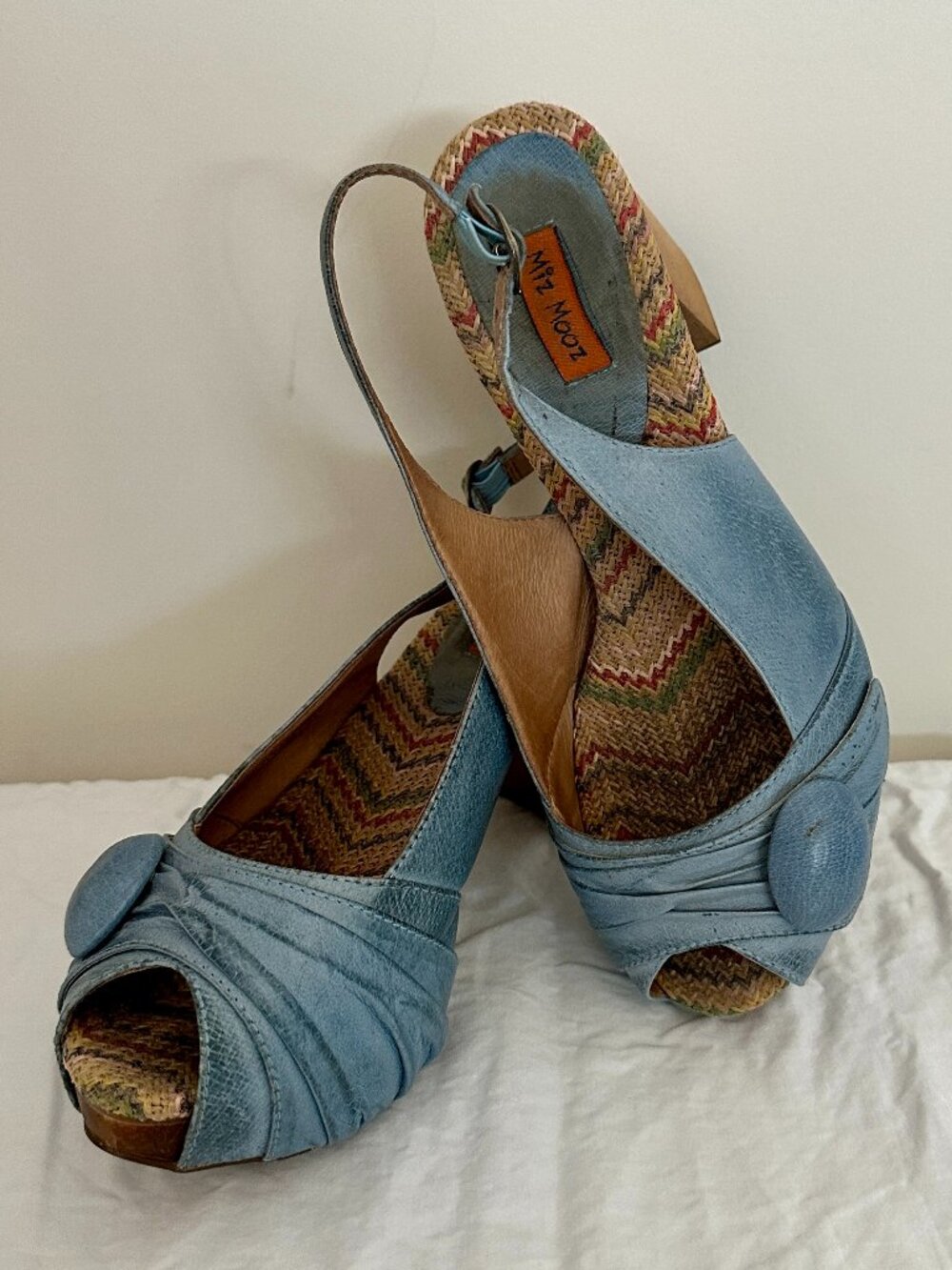 Miz Mooz chunky light blue heels size 8